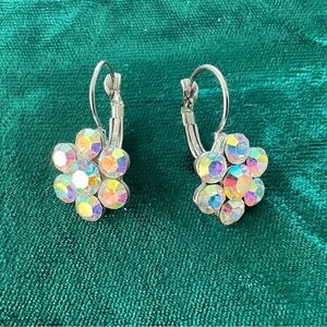 Vintage Aurora Borealis Crystal Pierced Earrings